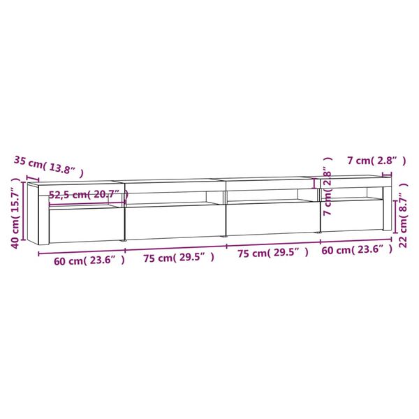 vidaXL Έπιπλο Τηλεόρασης με LED Sonoma Δρυς 270x35x40 εκ.
