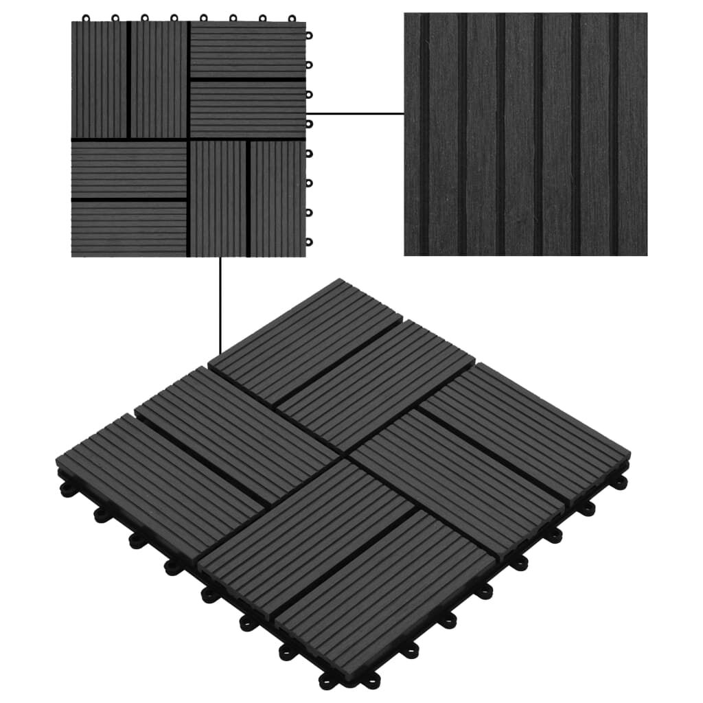 vidaXL Πλακάκια Deck 11 τεμ. Μαύρα 30 x 30 εκ. 1 μ² από WPC