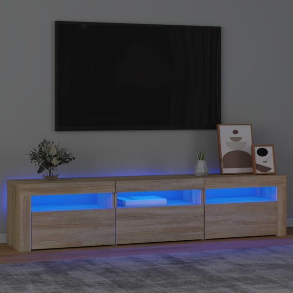 vidaXL Έ&pi;&iota;&pi;&lambda;&omicron; &Tau;&eta;&lambda;&epsilon;ό&rho;&alpha;&sigma;&eta;&sigmaf; &mu;&epsilon; LED Sonoma &Delta;&rho;&upsilon;&sigmaf; 180x35x40 &epsilon;&kappa;.