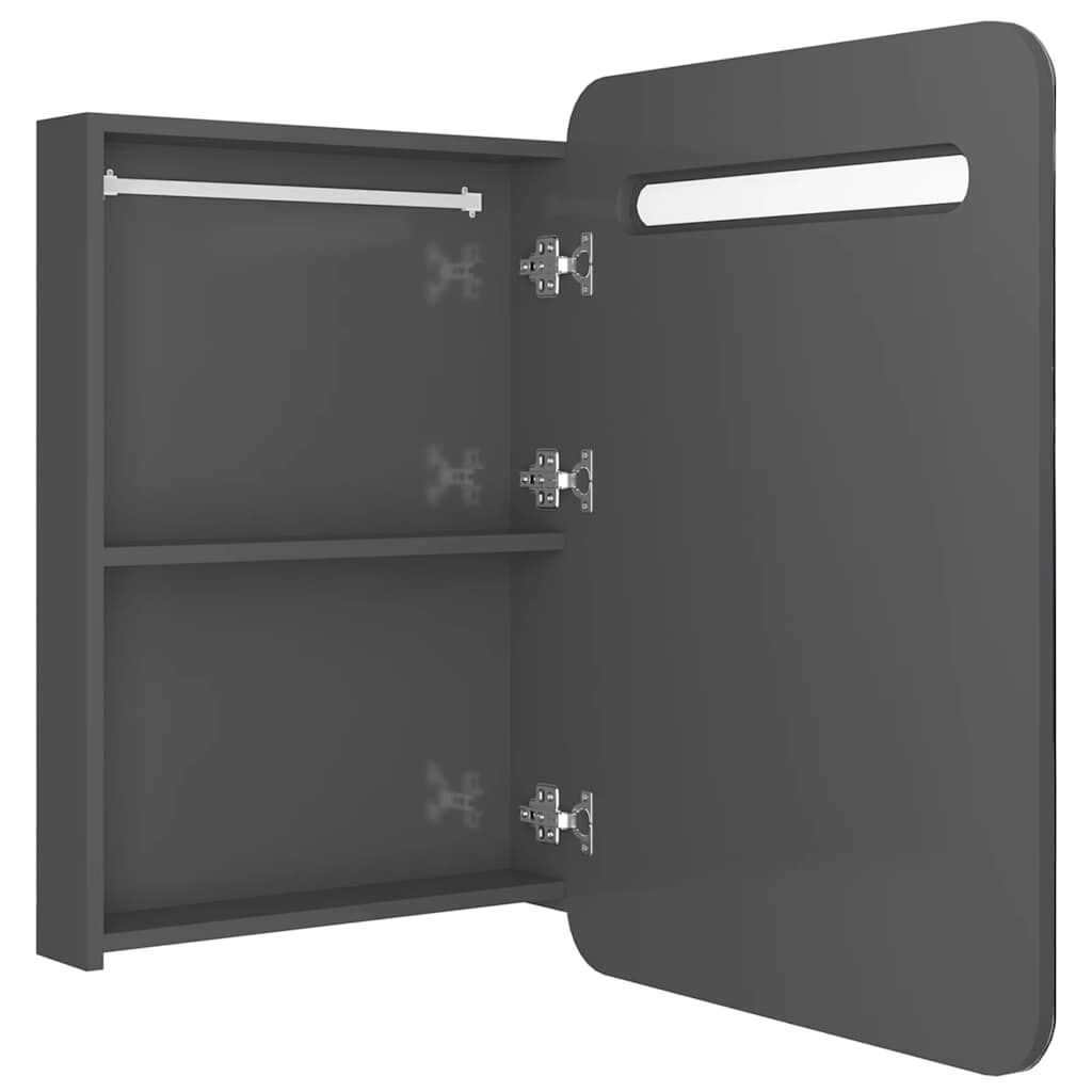 vidaXL Ντουλάπι Μπάνιου με Καθρέφτη & LED Γυαλ. Γκρι 60 x 11 x 80 εκ.
