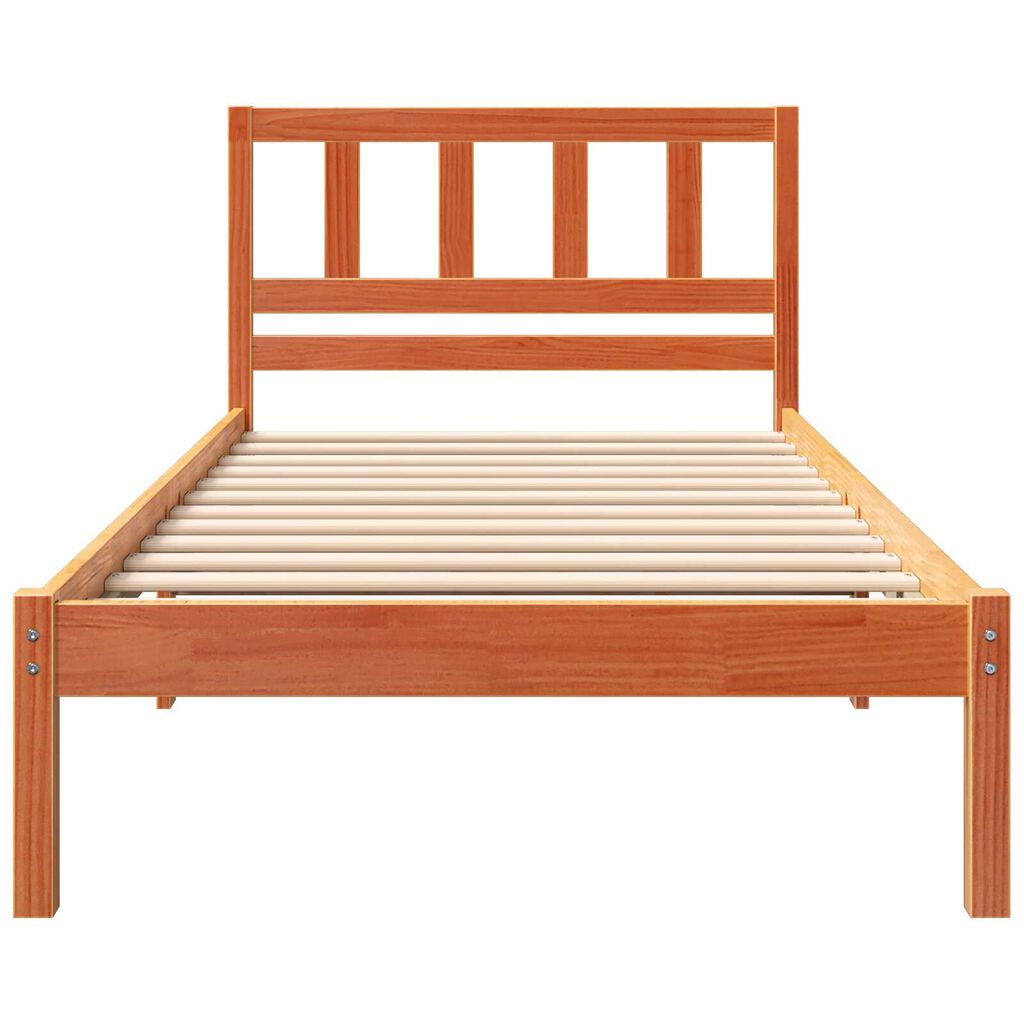 vidaXL Σκελετός Κρεβατιού Καφέ κεριού 75 x 190 cm Συμπαγές ξύλο πεύκου