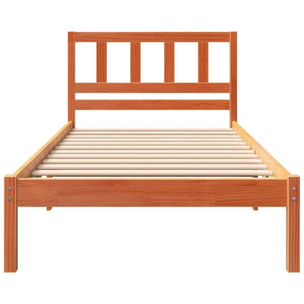 vidaXL Σκελετός Κρεβατιού Καφέ κεριού 75 x 190 cm Συμπαγές ξύλο πεύκου