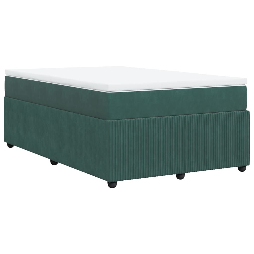 vidaXL Κρεβάτι Boxspring με Στρώμα Σκούρο Πράσινο 120x190εκ. Βελούδινο