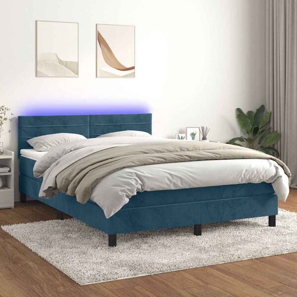vidaXL &Kappa;&rho;&epsilon;&beta;ά&tau;&iota; Boxspring &mu;&epsilon; &Sigma;&tau;&rho;ώ&mu;&alpha; & LED &Sigma;&kappa;. &Mu;&pi;&lambda;&epsilon; 140x190&epsilon;&kappa;. &Beta;&epsilon;&lambda;&omicron;ύ&delta;&iota;&nu;&omicron;