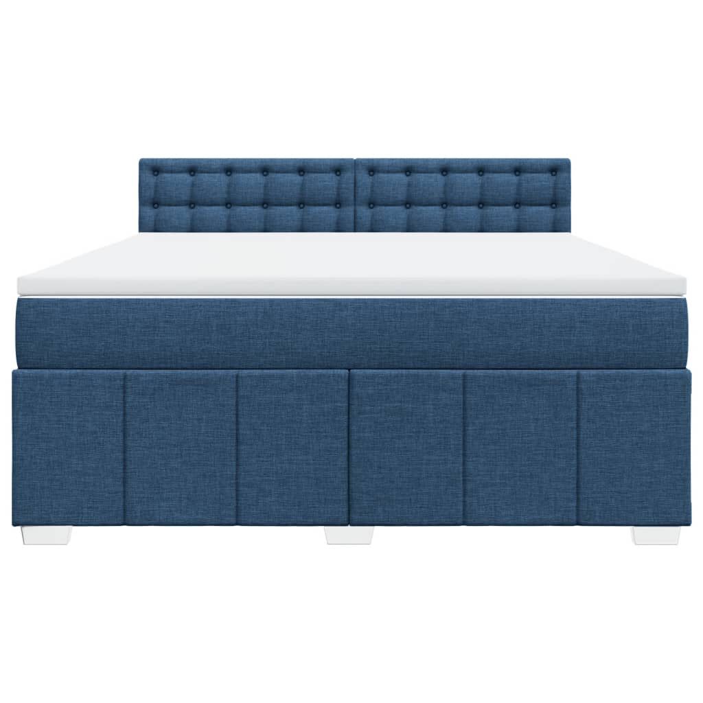 vidaXL Κρεβάτι Boxspring με Στρώμα Μπλε 180x200 εκ. Υφασμάτινο