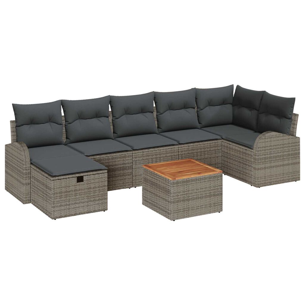 vidaXL Σετ Καναπέ Κήπου με μαξιλάρι 8 pcs Γκρι Πολυ ράταν
