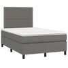 vidaXL Κρεβάτι Boxspring με Στρώμα Γκρι 120x200εκ. από Συνθετικό Δέρμα