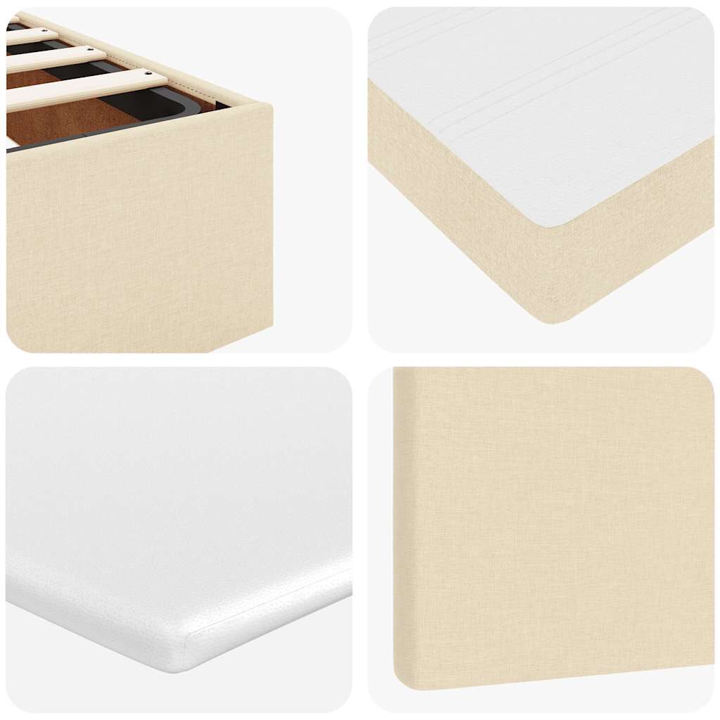 vidaXL Οθωμανικό Κρεβάτι με Στρώμα Κρέμα 160x200cm Ύφασμα