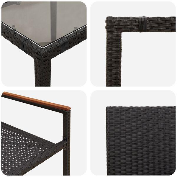 vidaXL Σέτ φαγητού για κήπο 5 pcs Μαύρο 90 x 90 x 75 cm