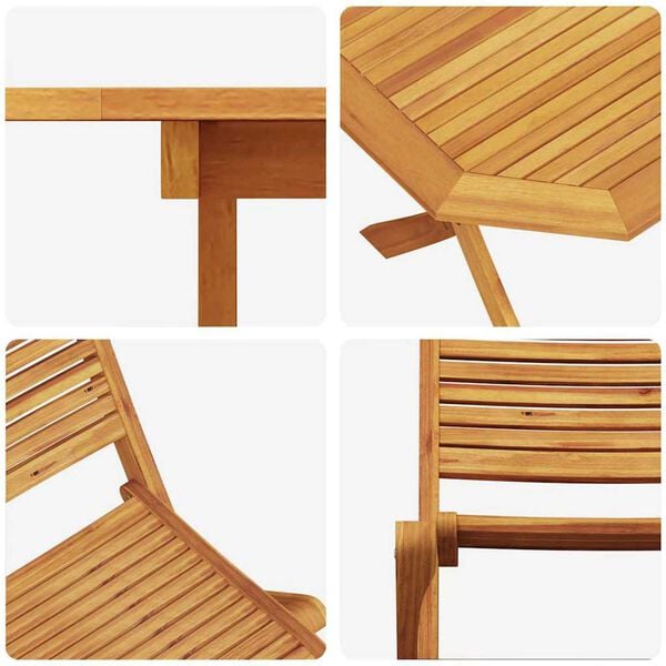 vidaXL Σέτ φαγητού για κήπο 7 pcs Καφέ Μασίφ ξύλο ακακίας