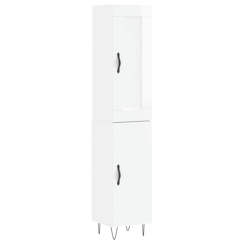 vidaXL Ντουλάπι Γυαλ. Λευκό 34,5 x 34 x 180 εκ. από Επεξεργασμένο Ξύλο