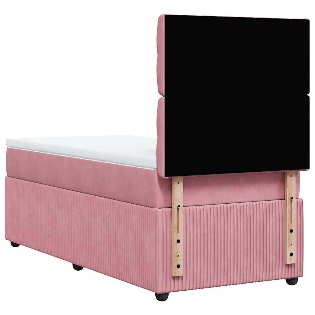 vidaXL Κρεβάτι Boxspring με Στρώμα Ροζ 100x200 εκ. Βελούδινο