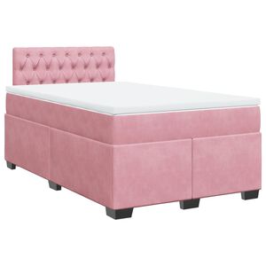vidaXL Κρεβάτι Boxspring με Στρώμα Ροζ 120x190 εκ. Βελούδινο
