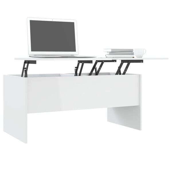vidaXL Τραπεζάκι Σαλονιού Γυαλ. Λευκό 102x50,5x46,5 εκ. Επεξεργ. Ξύλο