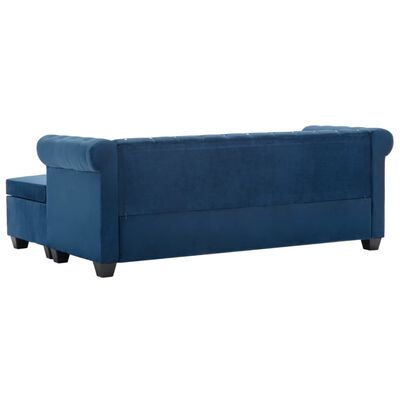 vidaXL Καναπές Γωνιακός Chesterfield Μπλε 199 x 142 x 72 εκ. Βελούδο