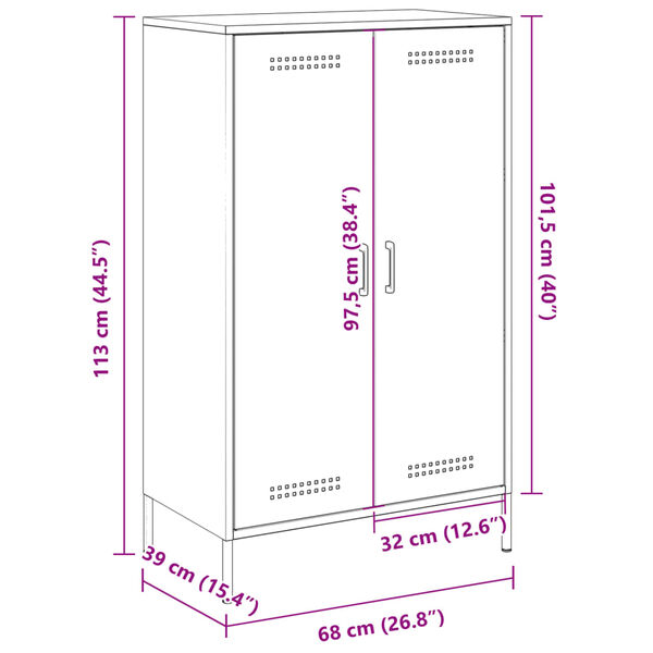 vidaXL Ντουλάπι Μαύρο 68x39x113 εκ. από Ατσάλι