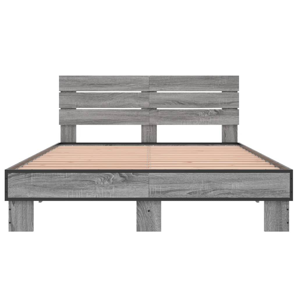 vidaXL Πλαίσιο Κρεβατιού Γκρι Sonoma 120x200 εκ. Επεξ. Ξύλο & Μέταλλο