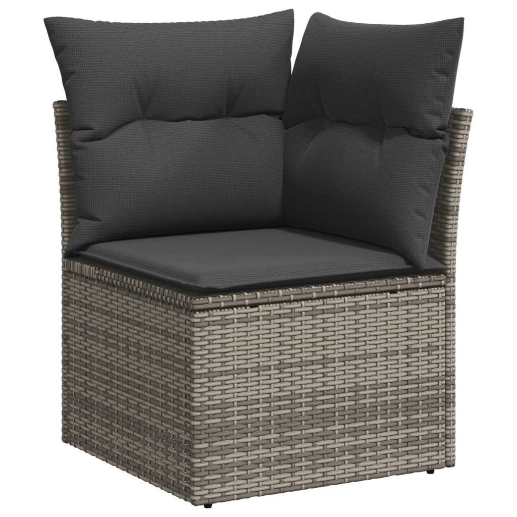 vidaXL Σετ Καναπέ Κήπου 7 pcs Γκρι Πενταθέσιος Ρατάν & Ξύλο