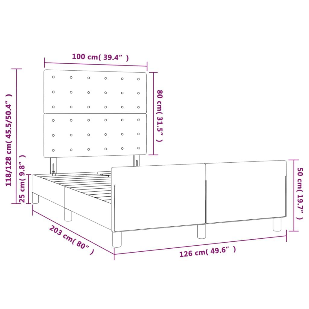 vidaXL Πλαίσιο κρεβατιού χωρίς στρώμα μπλε 120x200cm ύφασμα