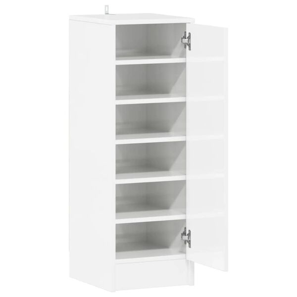vidaXL Παπουτσοθήκη Γυαλιστερό Λευκό 32 x 35 x 92 εκ. από Επεξ. Ξύλο