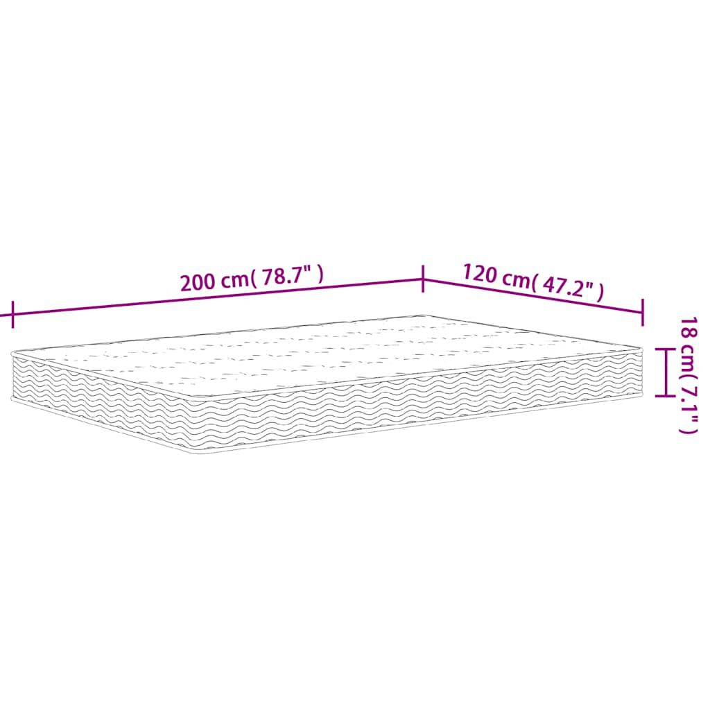 vidaXL Στρώμα με Bonnell Springs Μεσαία Σκληρότητα 120 x 200 εκ.