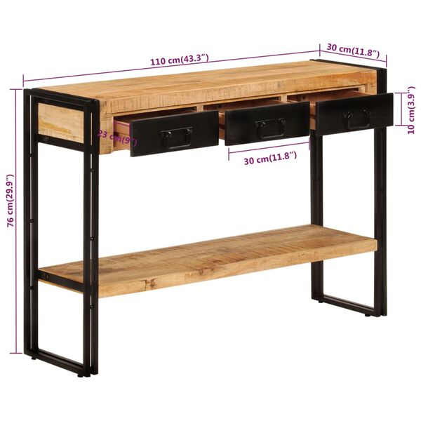 vidaXL Τραπέζι Κονσόλα 110 x 30 x 76 εκ. από Μασίφ Ξύλο Μάνγκο
