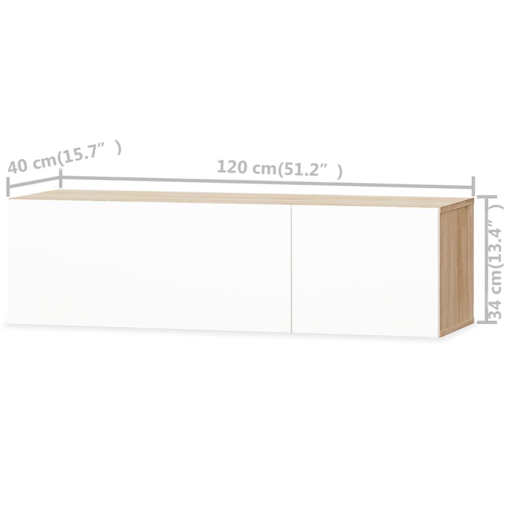 vidaXL Έπιπλα Τηλεόρασης 2 τεμ. Λευκό/Δρυς 120x40x34 εκ. Επεξ. Ξύλο