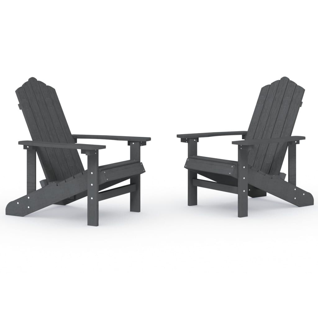 vidaXL Καρέκλες Κήπου Adirondack 2 τεμ. Ανθρακί από HDPE