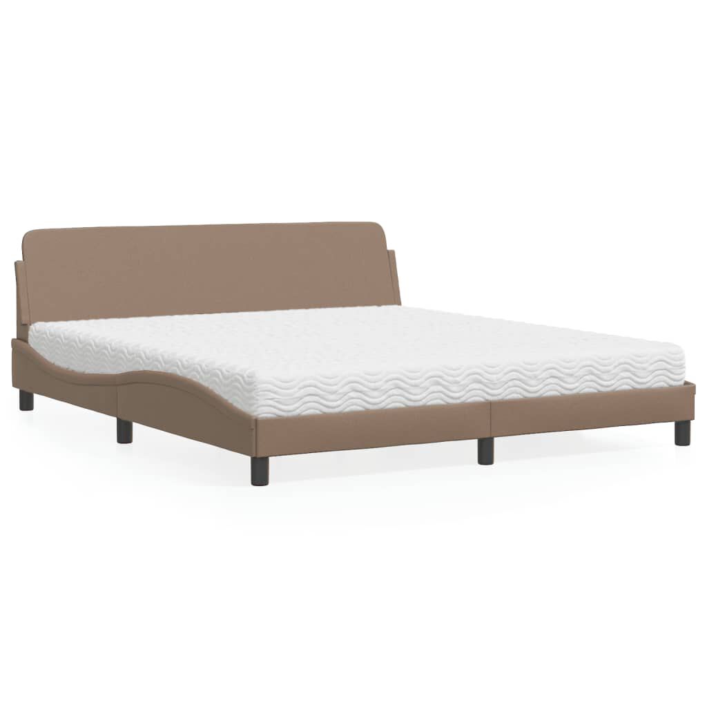 vidaXL Κρεβάτι με Στρώμα Καπουτσίνο 180x200 εκ. Συνθ. Δέρμα