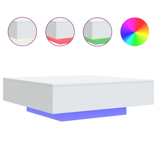 vidaXL Τραπεζάκι Σαλονιού με Φώτα LED Λευκό 100x100x31 εκ.