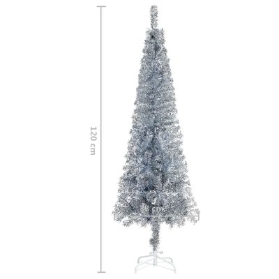 vidaXL Χριστουγεννιάτικο Δέντρο Slim Ασημί 120 εκ.