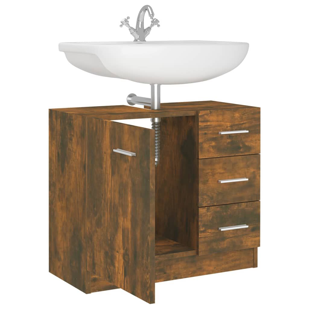 vidaXL Ντουλάπι Νιπτήρα Καπνιστή Δρυς 63 x 30 x 54 εκ. Επεξεργ. Ξύλο