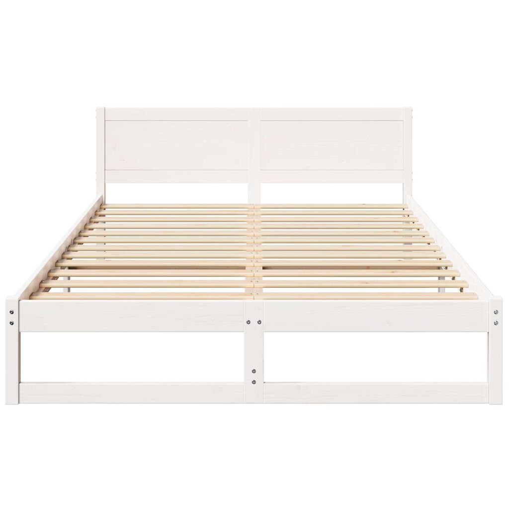 vidaXL Σκελετός Κρεβατιού Λευκό 140 x 200 cm Μασίφ ξύλο πεύκου
