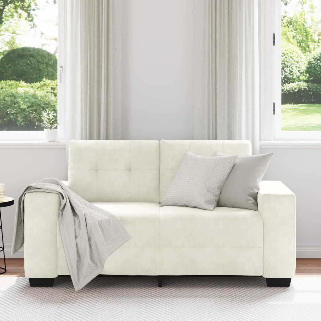 vidaXL Καναπές Loveseat Κρεμ 120 εκ Βελούδο