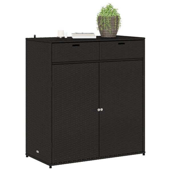 vidaXL Ντουλάπι Αποθήκευσης Κήπου Μαύρο 105x55x113 εκ. από Συνθ. Ρατάν
