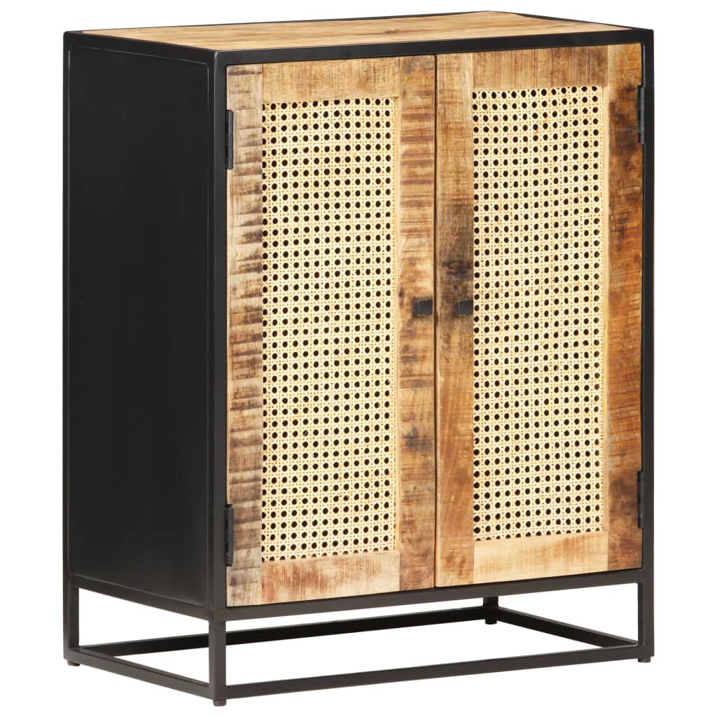 vidaXL Ντουλάπι 60x35x75 εκ. Ακατέργ. Ξύλο Μάνγκο/Φυσικό Ζαχαροκάλαμο