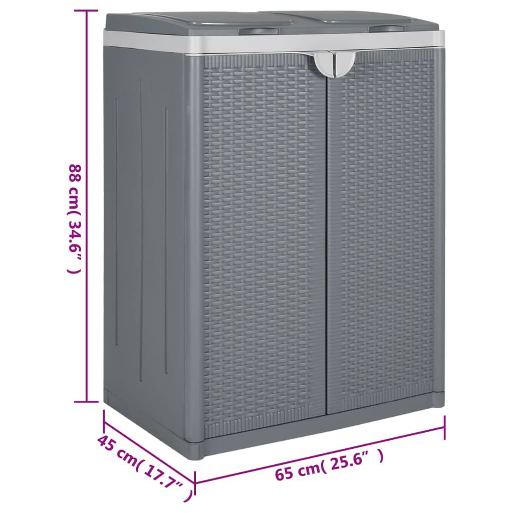 vidaXL Κάδος Απορριμμάτων με 2 Πόρτες Γκρι 65x45x88 εκ από Πολυπ/λένιο