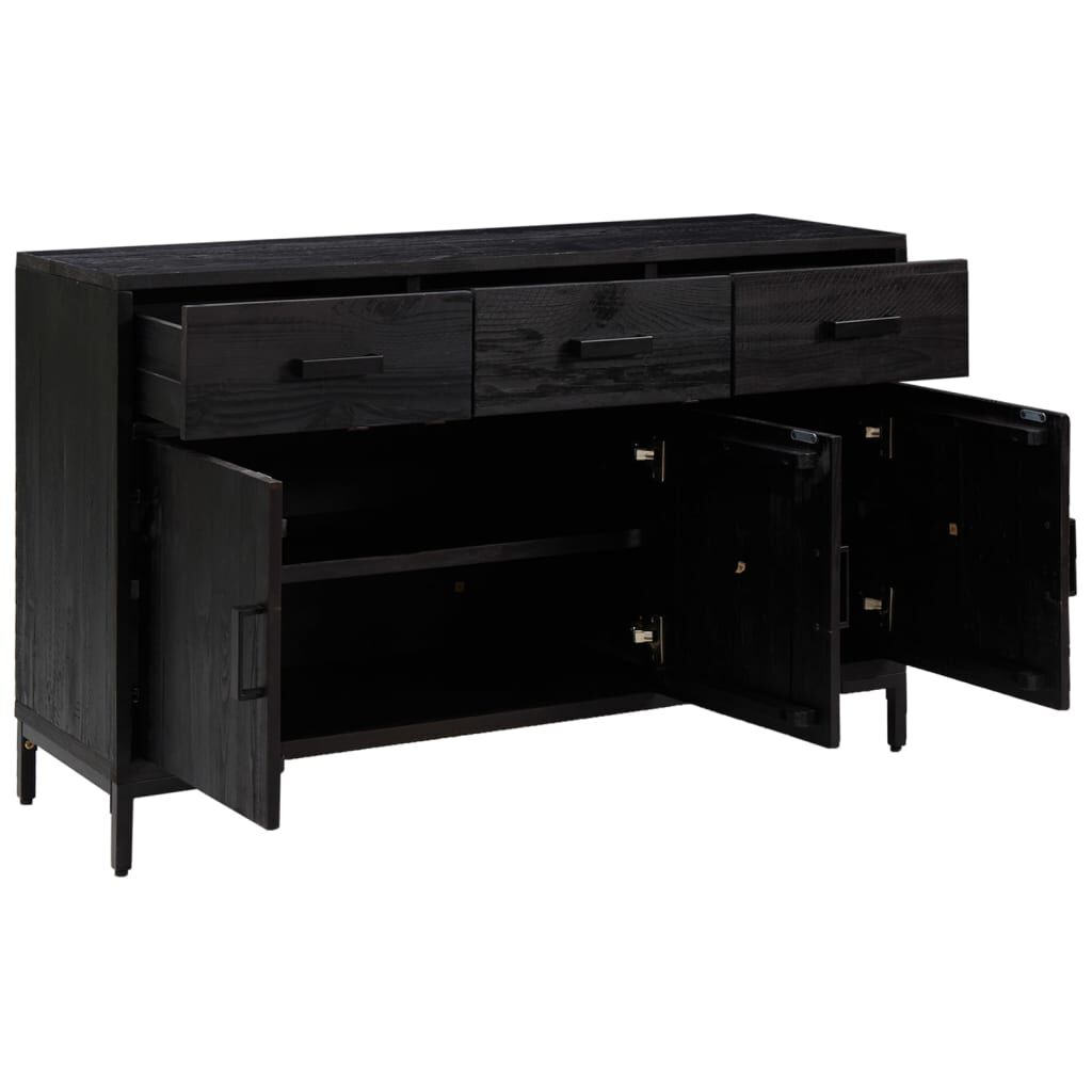 vidaXL Ντουλάπι Μαύρο 110 x 35 x 70 εκ. από Μασίφ Ξύλο Πεύκου