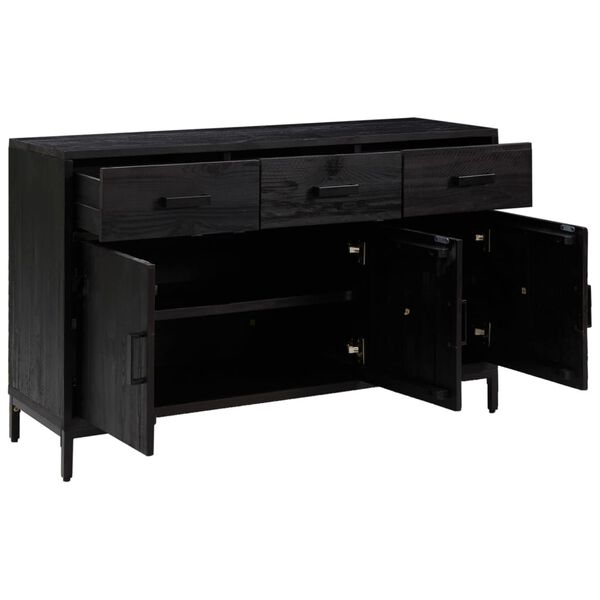 vidaXL Ντουλάπι Μαύρο 110 x 35 x 70 εκ. από Μασίφ Ξύλο Πεύκου