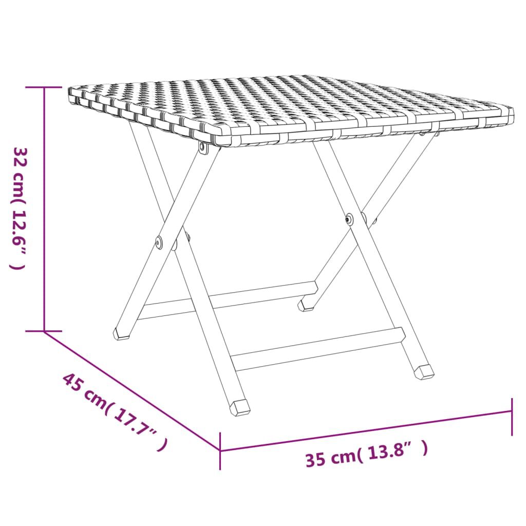 vidaXL Τραπέζι Πτυσσόμενο Καφέ 45 x 35 x 32 εκ. από Συνθετικό Ρατάν