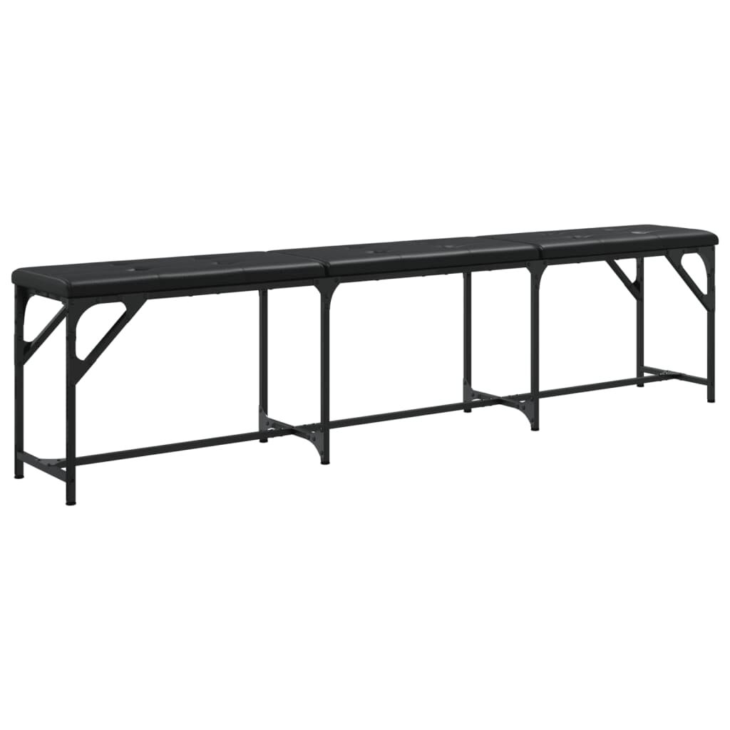 vidaXL Πάγκος Τραπεζαρίας Μαύρος 186x32x45 εκ. Ατσάλι/Συνθετικό Δέρμα