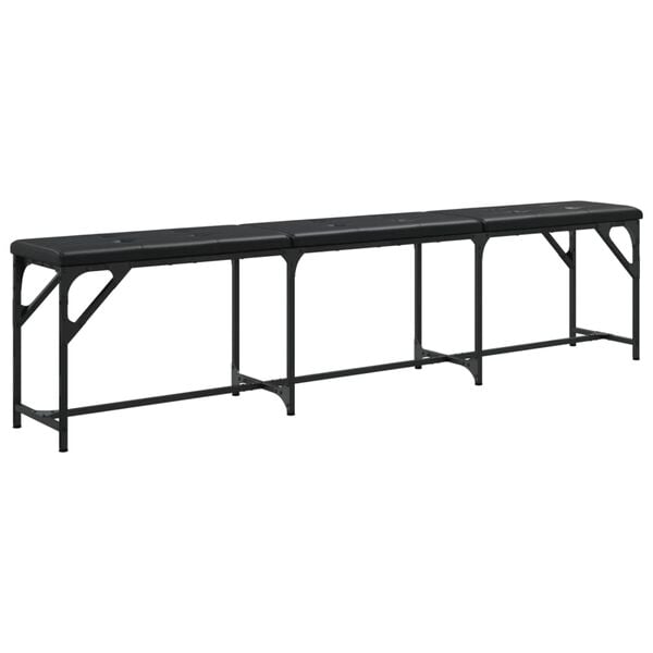 vidaXL Πάγκος Τραπεζαρίας Μαύρος 186x32x45 εκ. Ατσάλι/Συνθετικό Δέρμα