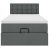 vidaXL Οθωμανικό κρεβάτι με στρώμα & LEDs Σκούρο γκρι 90x200 cm Ύφασμα