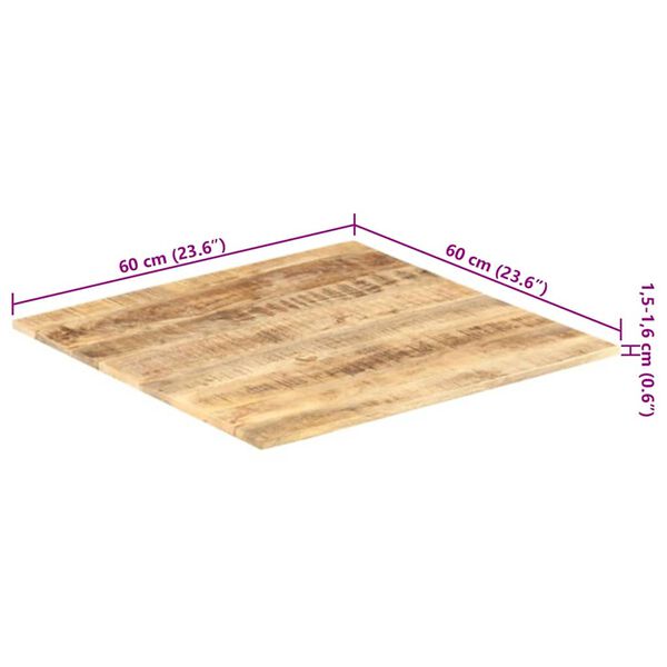 vidaXL Επιφάνεια Τραπεζιού 15-16 χιλ. 60x60 εκ. από Μασίφ Ξύλο Μάνγκο