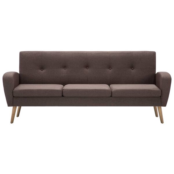 vidaXL Καναπές Τριθέσιος Καφέ Υφασμάτινος