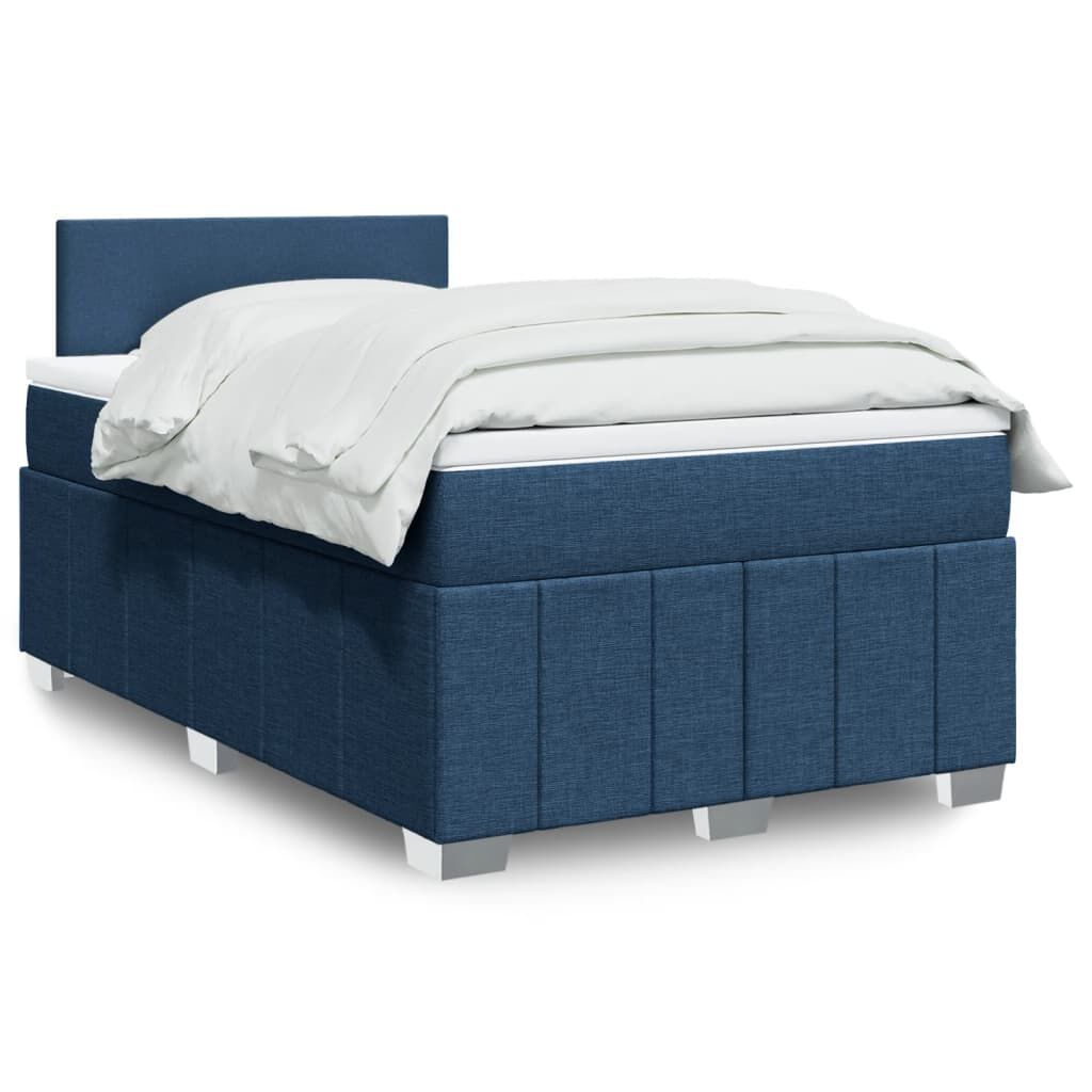 vidaXL Κρεβάτι Boxspring με Στρώμα Μπλε 120x190 εκ. Υφασμάτινο