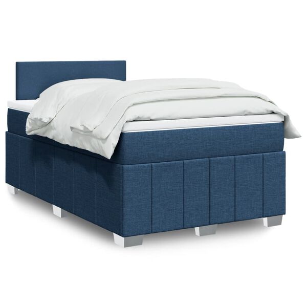 vidaXL Κρεβάτι Boxspring με Στρώμα Μπλε 120x190 εκ. Υφασμάτινο