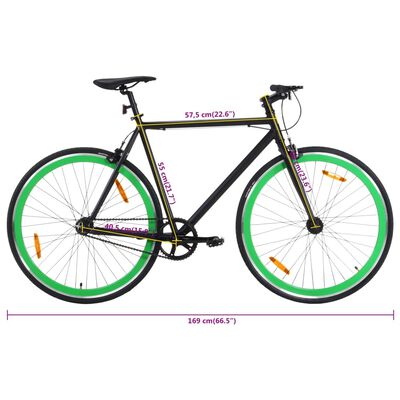 vidaXL Ποδήλατο Μονής Ταχύτητας Μαύρο και Πράσινο 700c 55 εκ.