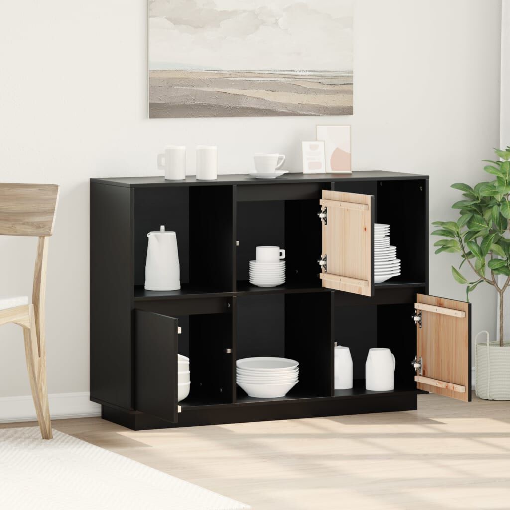 vidaXL Ντουλάπι Μαύρος 110,5x35x80 εκ. από Μασίφ Ξύλο Πεύκου