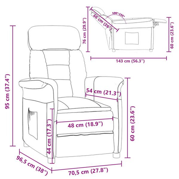 vidaXL Ανακλινόμενη Καρέκλα Ταμπά Taupe 70.5 x 96.5 x 95 cm